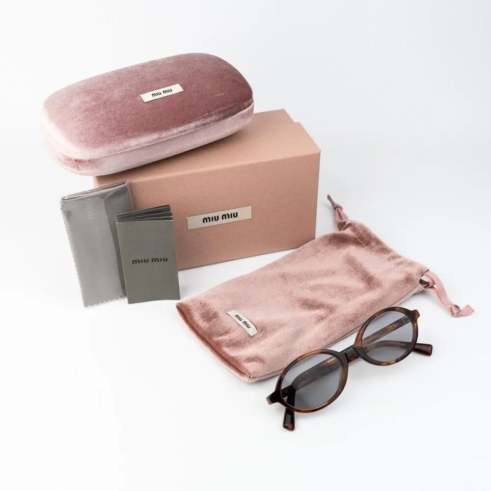 Miu Miu REGARD Women Sunglasses Havana Mahogany Grey MU04ZS 21C40O NEW AUTHENTIC